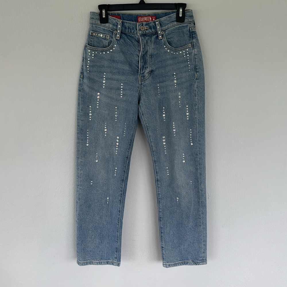 Lucky Brand Legend rhinestone 90s loose high rise crop light wash jeans size 25 - Picture 2 of 13